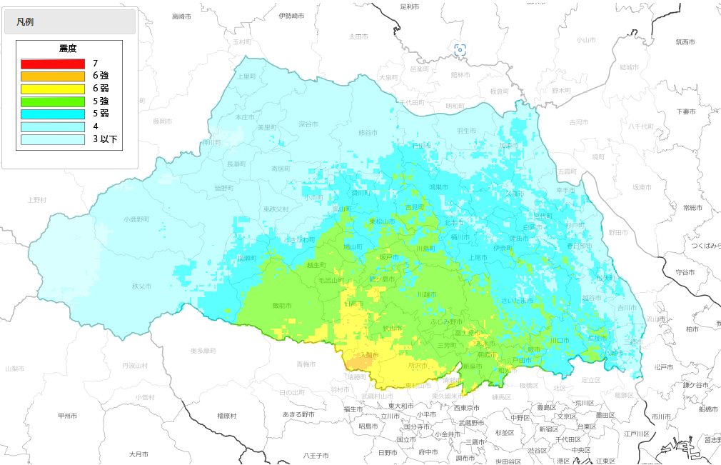 埼玉県地震被害想定調査被害分布図